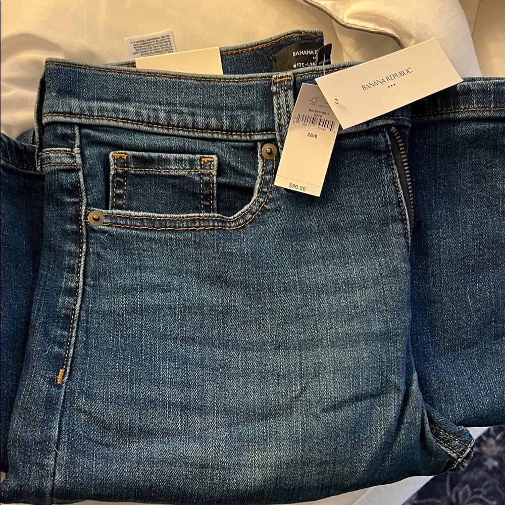 NWT Banana Republic Wide Leg Blue Dark Wash Denim Jeans